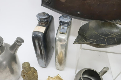 Metal Lot, incl. Arts &amp; Crafts, Flasks, etc.