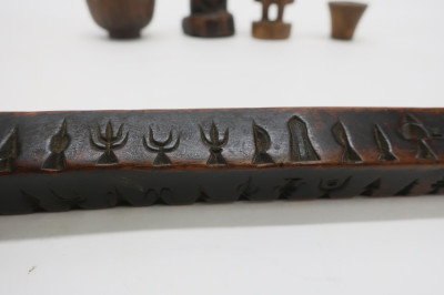 5 Wood Carved Mostly Tibetan Objects