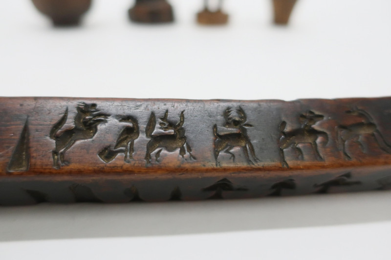 5 Wood Carved Mostly Tibetan Objects