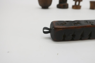 5 Wood Carved Mostly Tibetan Objects