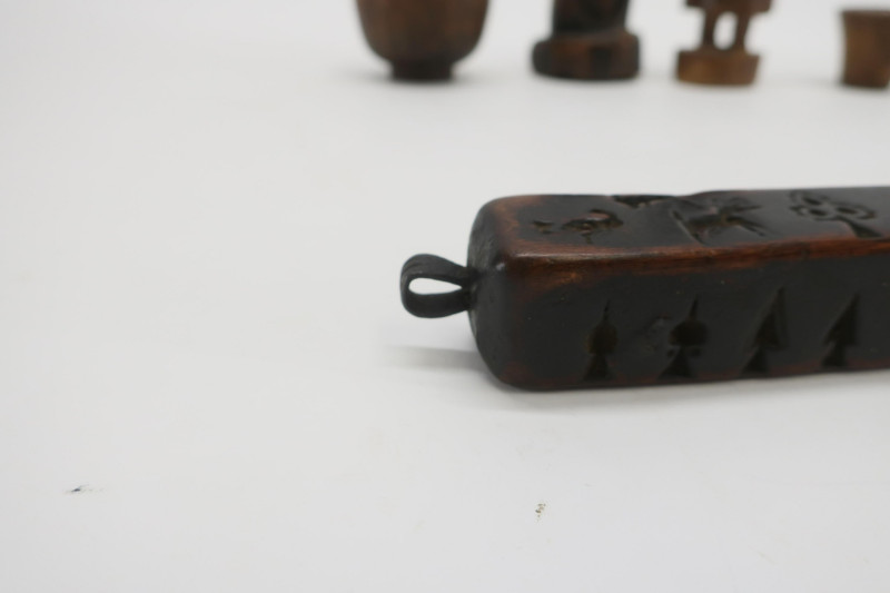5 Wood Carved Mostly Tibetan Objects