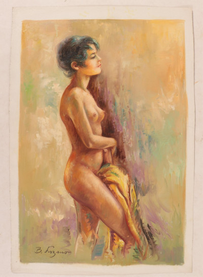 Group of Six Nudes Oil on Canvas, 20th C