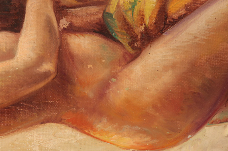 Group of Six Nudes Oil on Canvas, 20th C