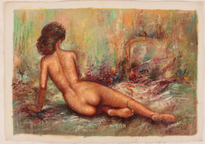Group of Six Nudes Oil on Canvas, 20th C
