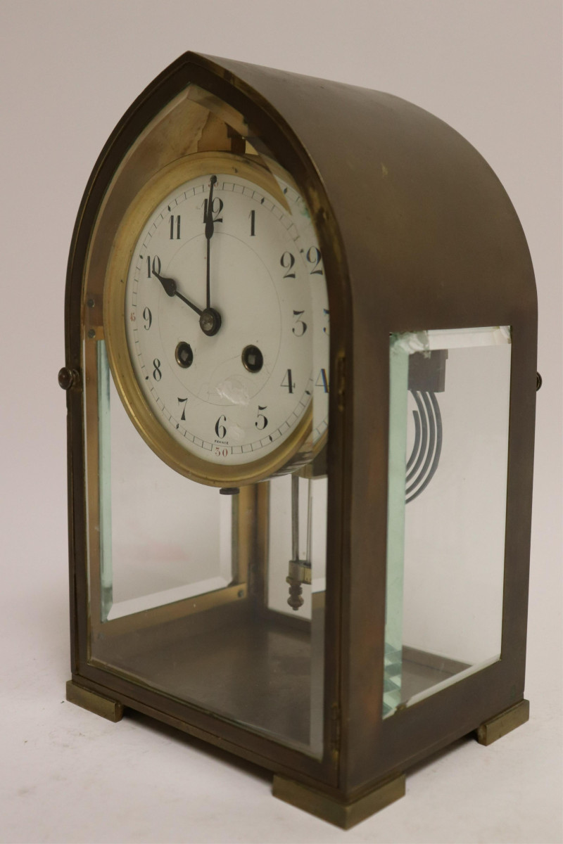 Two Clocks: French Carriage &amp; Gothic-Arched Mantel