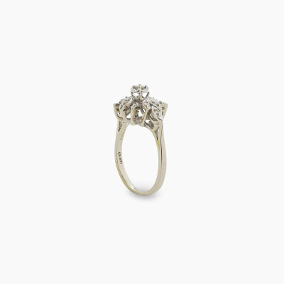 Diamond &amp;amp; White Gold Cluster Ring