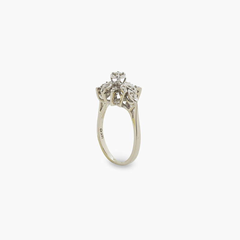 Diamond &amp;amp; White Gold Cluster Ring