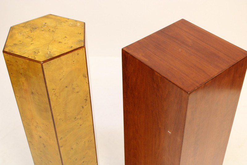 Art Deco Bird&apos;s Eye Maple &amp;amp; Mahogany Pedestals