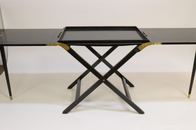 Baker Brass &amp;amp; Black Lacquer Butler&apos;s Tray Table