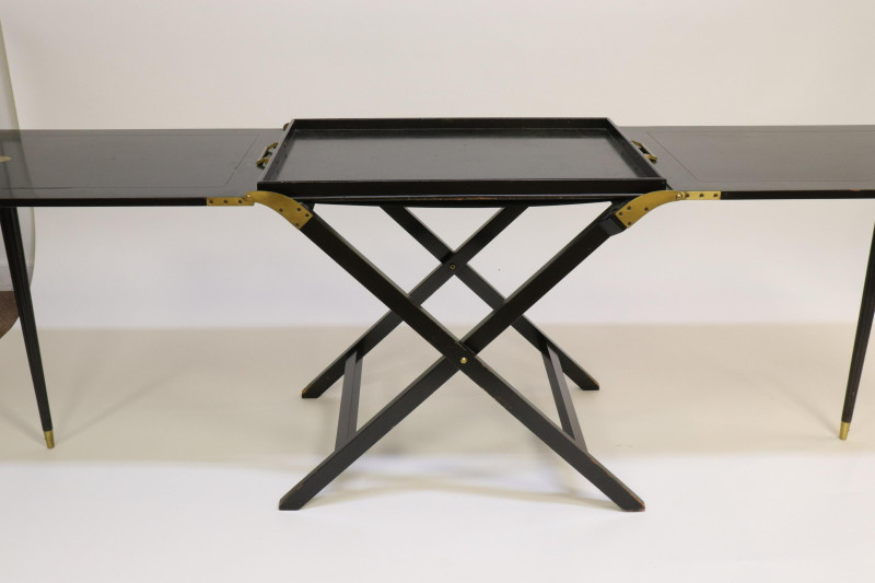 Baker Brass &amp;amp; Black Lacquer Butler&apos;s Tray Table