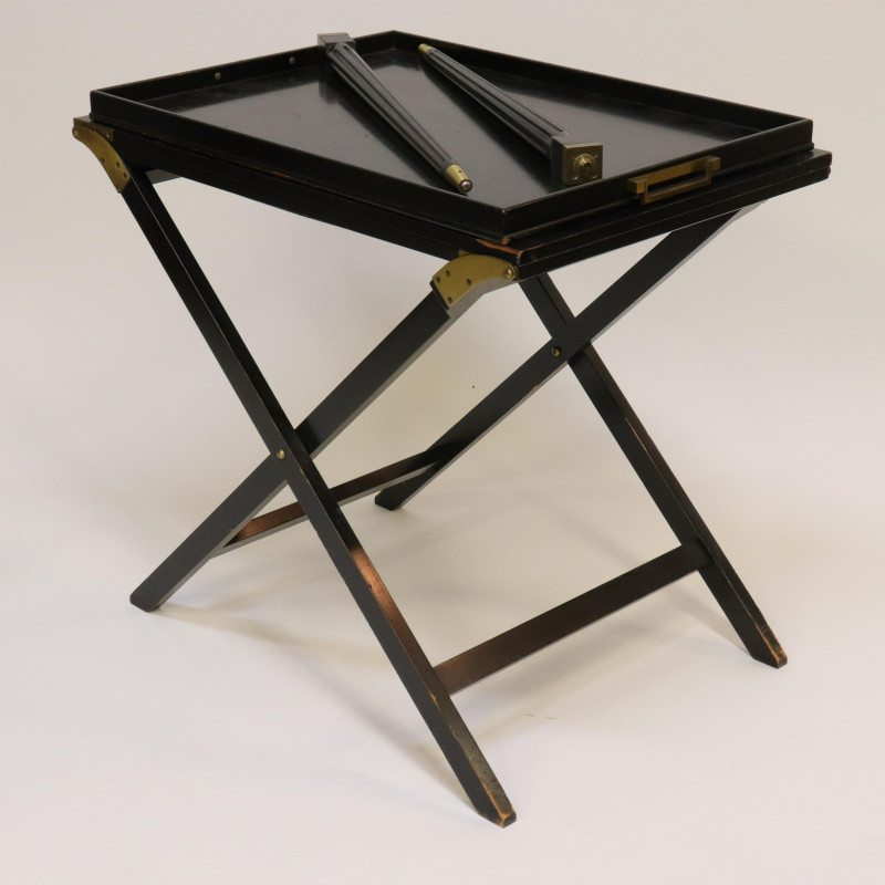 Baker Brass &amp;amp; Black Lacquer Butler&apos;s Tray Table