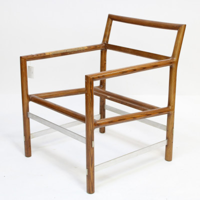 4 Edward Wormley Dunbar Oak &amp;amp; Chrome Armchairs