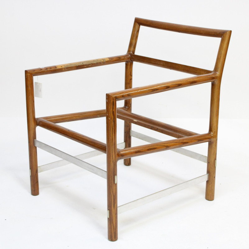 4 Edward Wormley Dunbar Oak &amp;amp; Chrome Armchairs