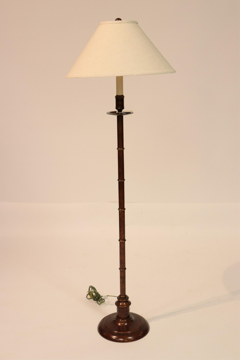 Modern Copper Finish Faux Bamboo Floor Lamp