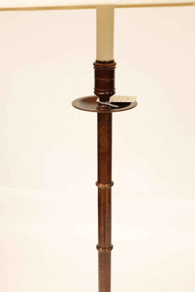 Modern Copper Finish Faux Bamboo Floor Lamp