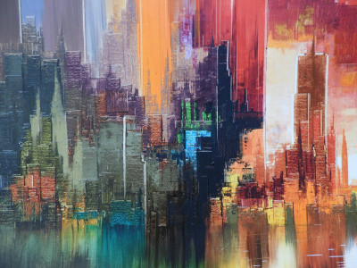 Heinz Munnich - Red Abstract Skyline, 1974