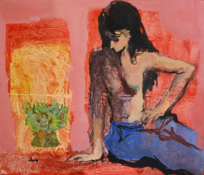 Lou Zansky - Seated Topless Woman