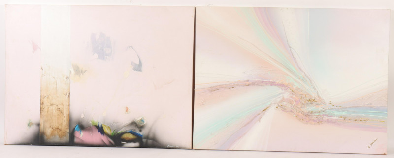 2 Similar Modern Collages, 20th C., Abstract, O/C