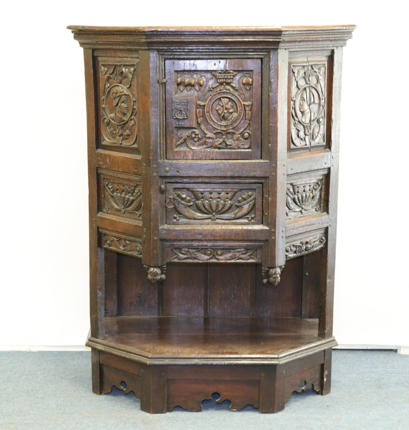English Baroque Oak Court Cupboard