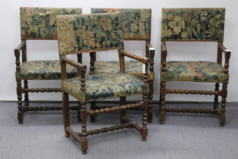 4 Chairs; English Baroque Cherry &amp;amp; Beechwood