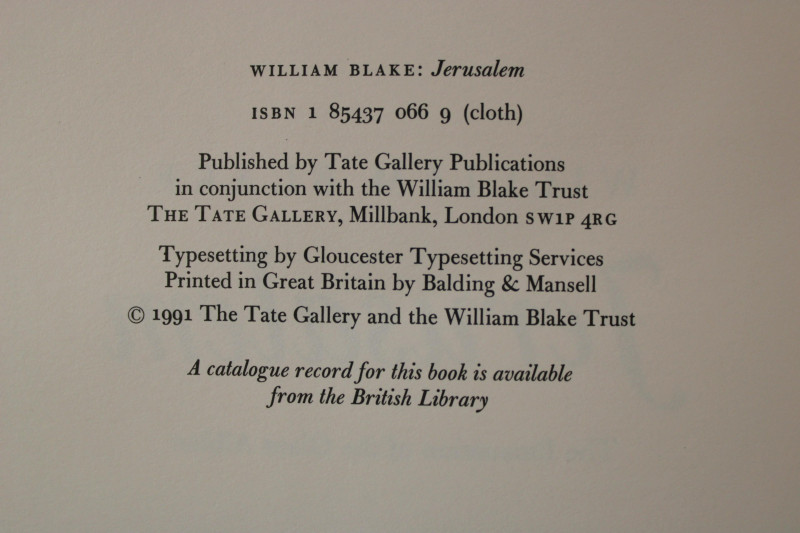 Wlliam Blake Songs of Innocence &amp;amp; Jerusalum