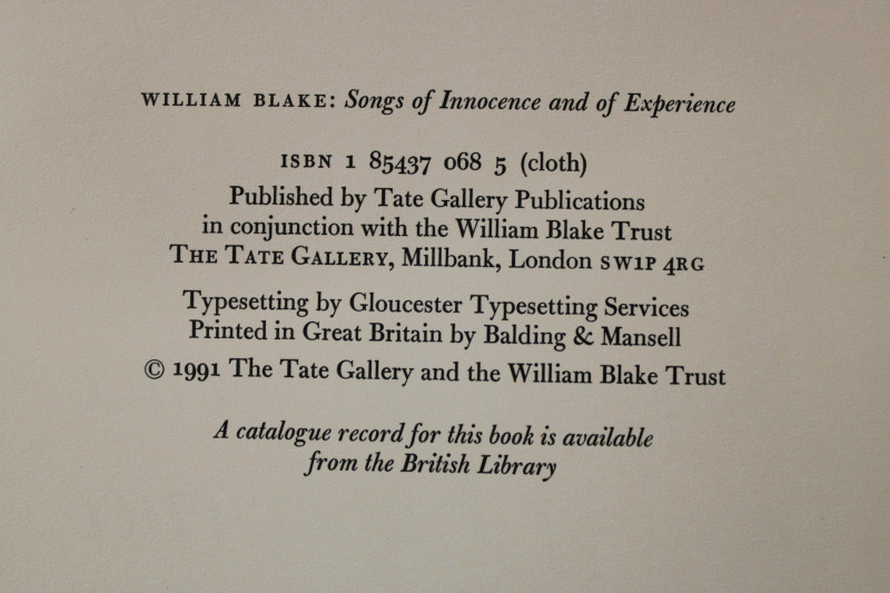 Wlliam Blake Songs of Innocence &amp;amp; Jerusalum