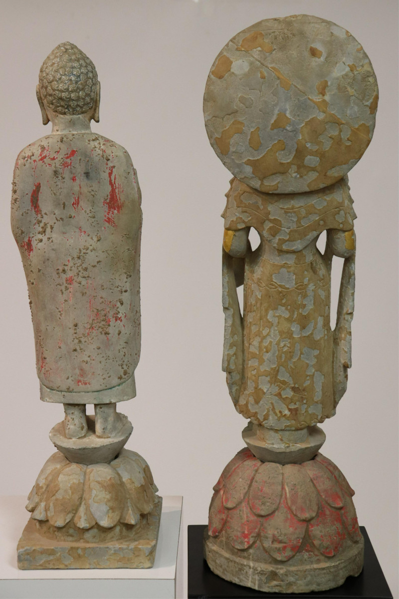 Two Standing Stone Buddhist Figures