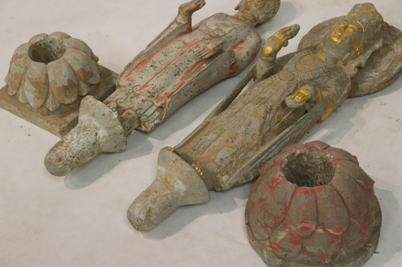 Two Standing Stone Buddhist Figures