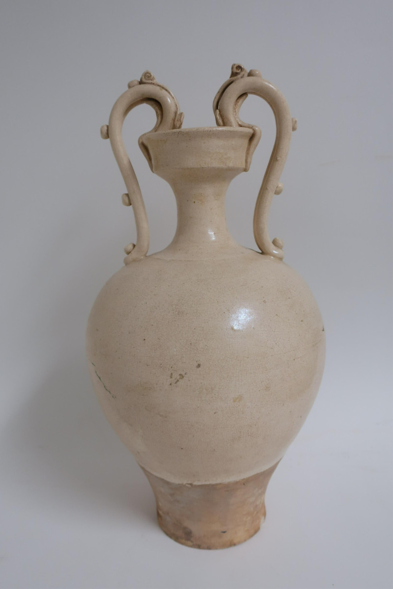 Two Tang Dragon Handle Vessels