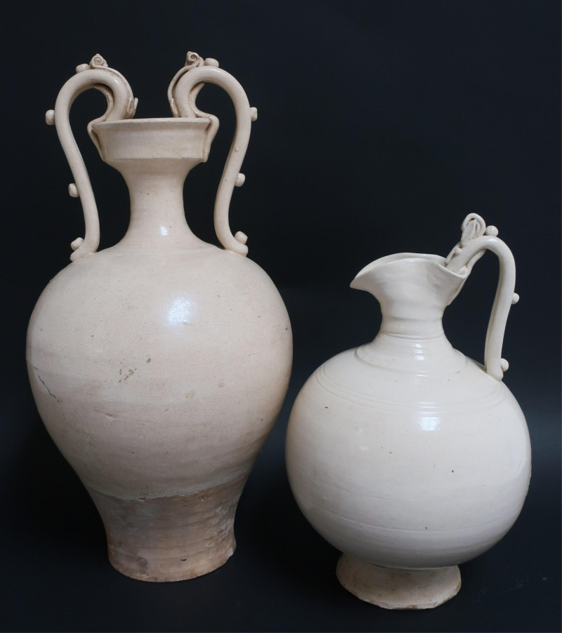 Two Tang Dragon Handle Vessels