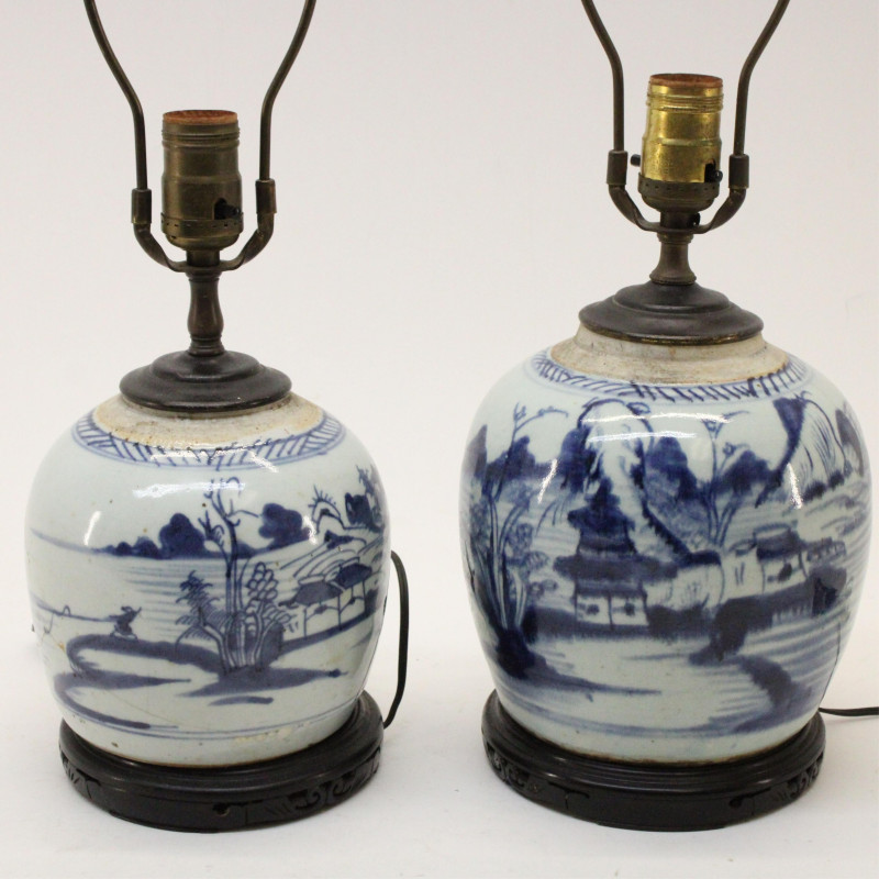 2 Chinese Canton Ginger Jars as Lamps