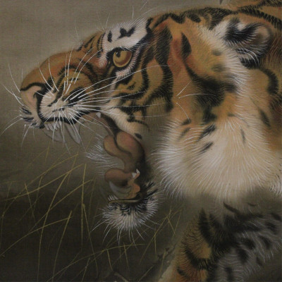 Asian Ink Painting Scroll of Tiger
