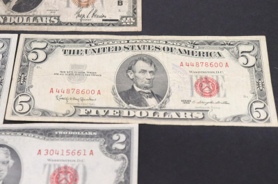 US Currency: $10, $2, $5 $1 Silver Cert.