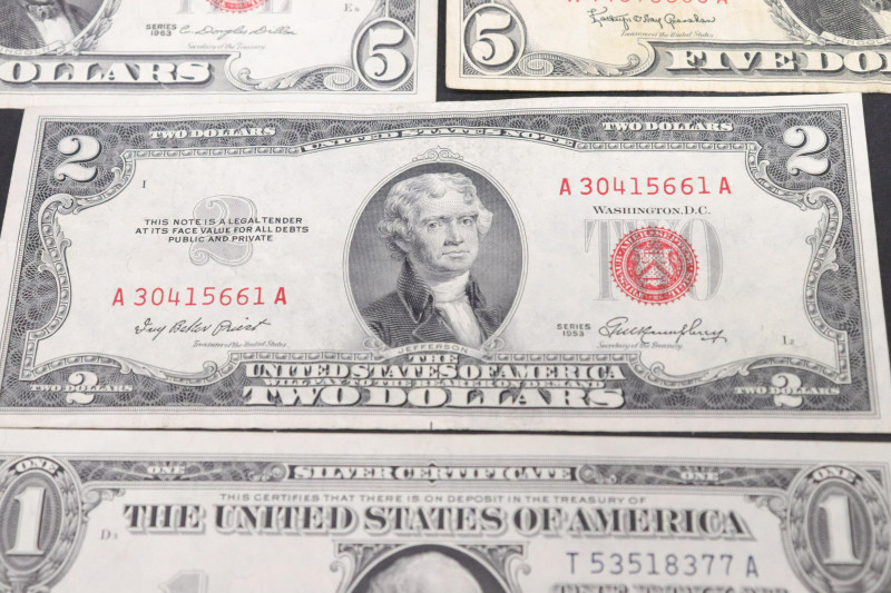 US Currency: $10, $2, $5 $1 Silver Cert.