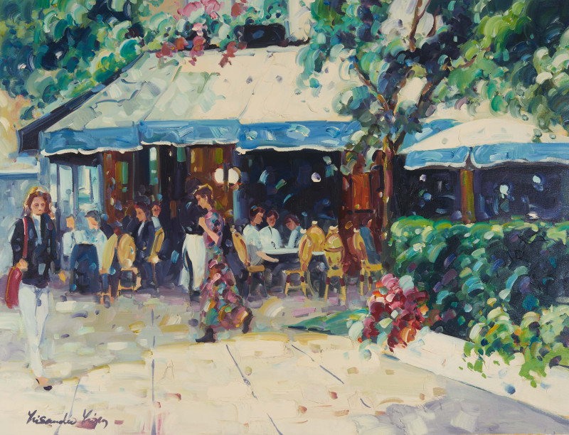 Lisandro Lopez Baylon - Cafe in Blue &amp;amp; White