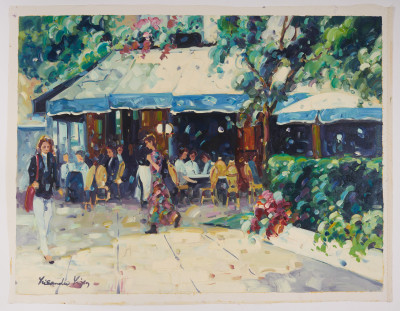Lisandro Lopez Baylon - Cafe in Blue &amp;amp; White