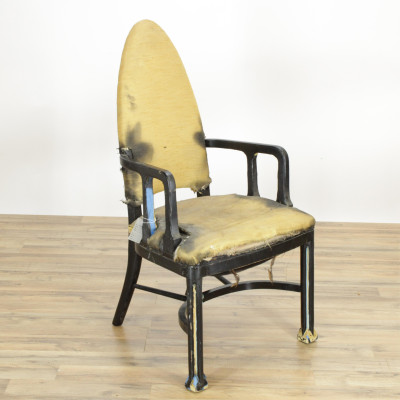 Two Art Deco Black Lacquer Armchairs