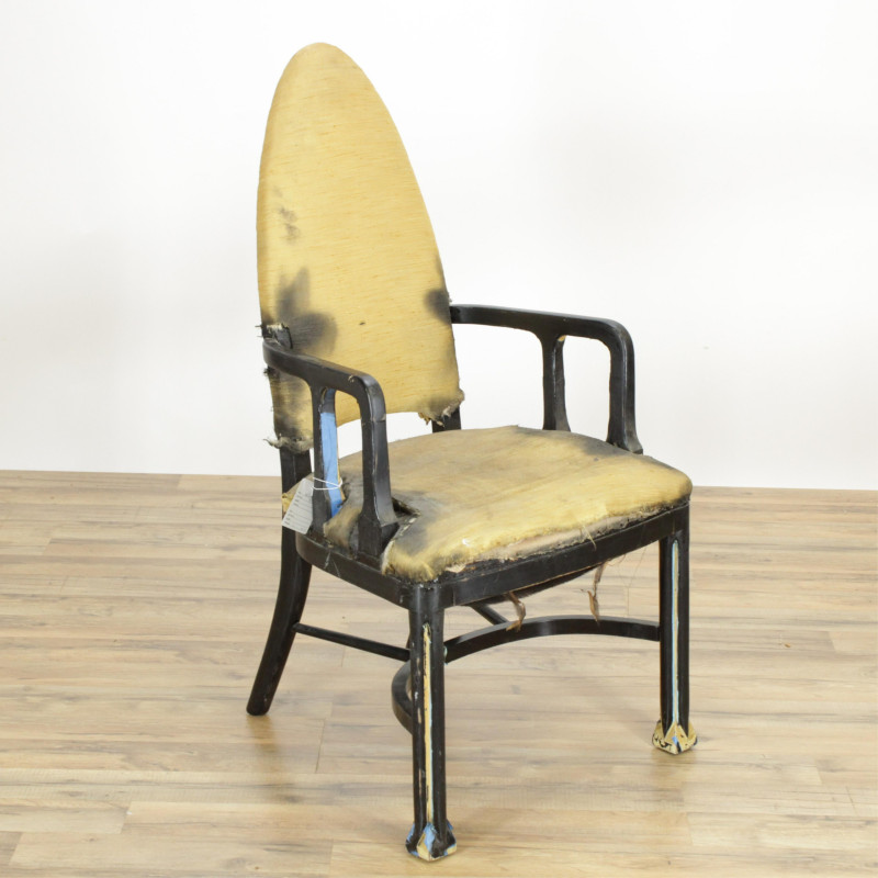 Two Art Deco Black Lacquer Armchairs
