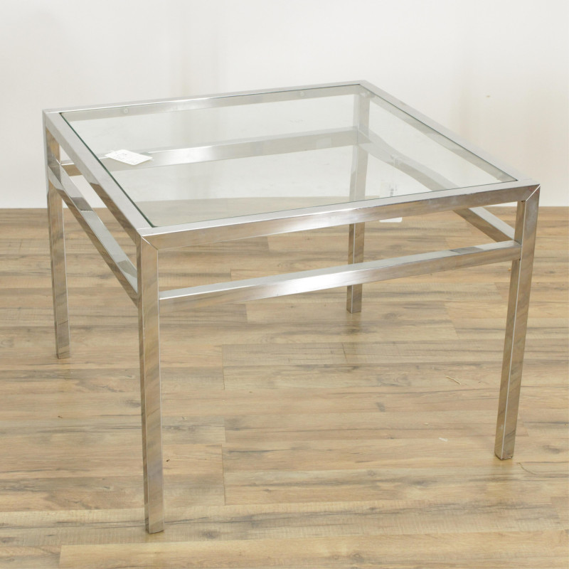 1970&apos;s Chrome Glass Side Table
