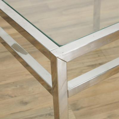 1970&apos;s Chrome Glass Side Table