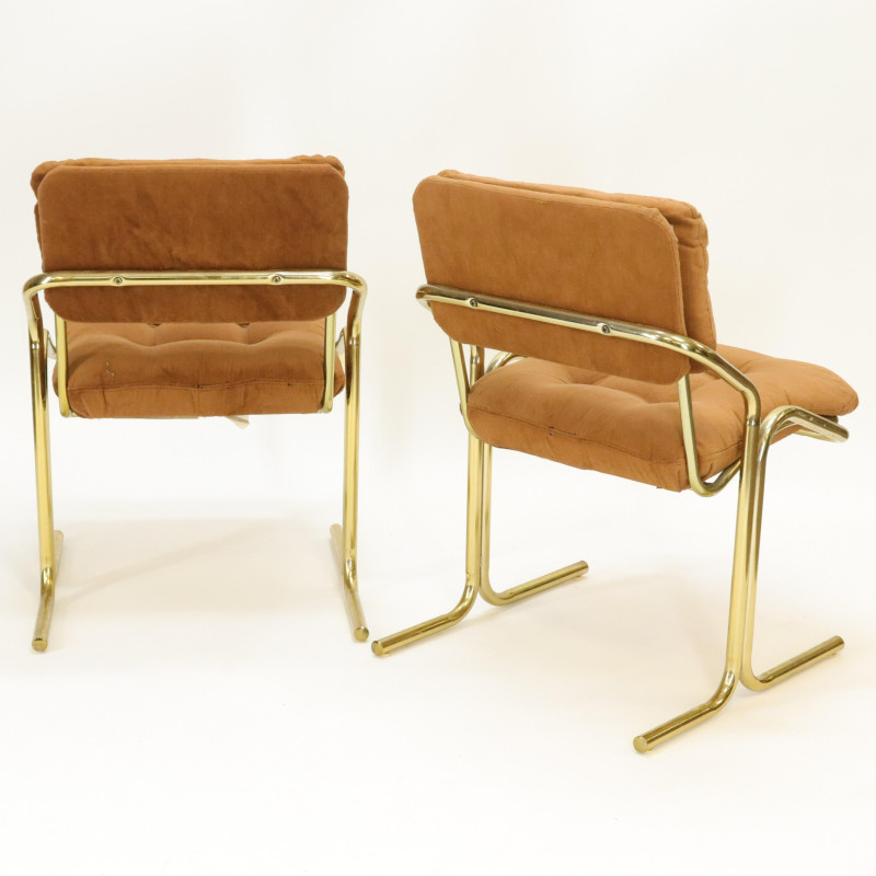 Pr Monsanto Brass Side Chairs Woven Armchair