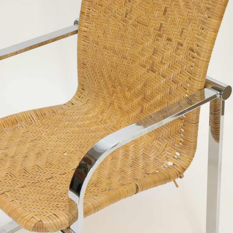 Pr Monsanto Brass Side Chairs Woven Armchair