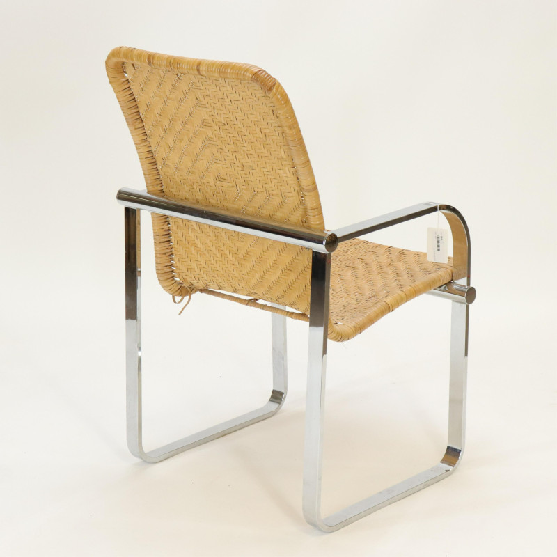 Pr Monsanto Brass Side Chairs Woven Armchair