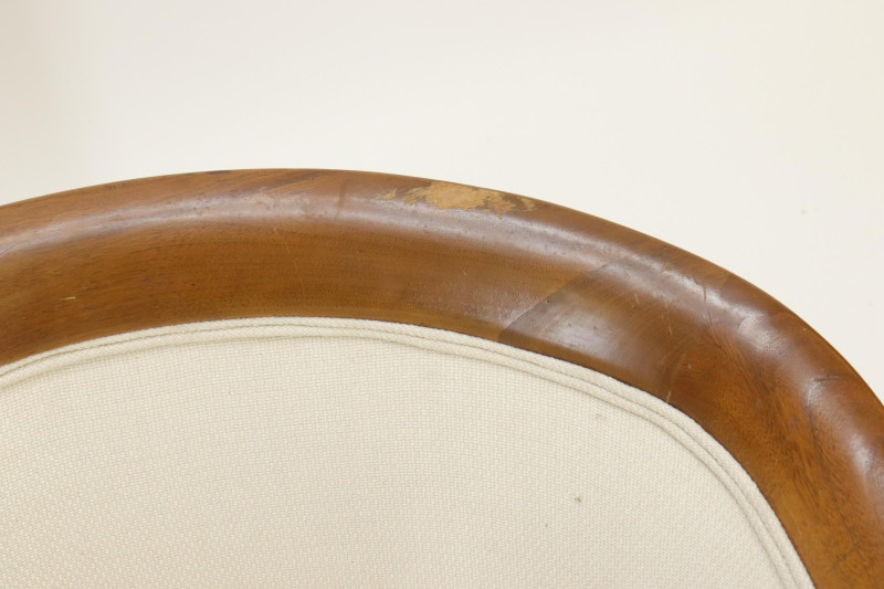 Pair Mid Century Walnut Club Slipper Chairs