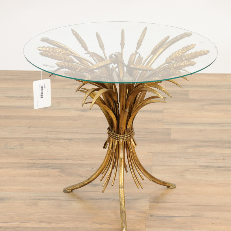 Gilt Metal Wheat Sheaf Side Table