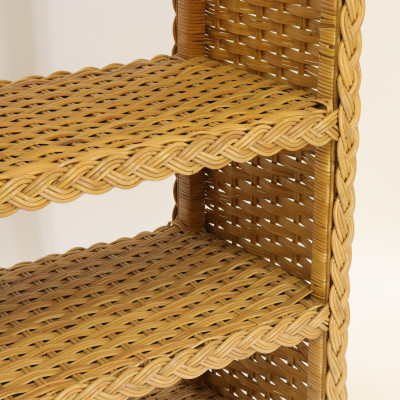 Pair Wicker Domed Open Bookcases