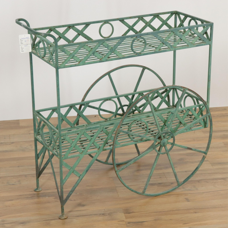 L19thE20th Iron Scrollwork Plant Stands/Cart