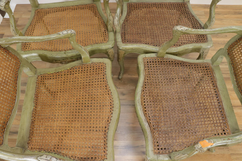Four 18th C French Louis XV Fauteuil