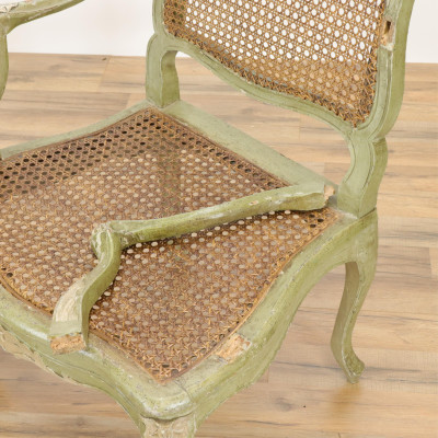 Four 18th C French Louis XV Fauteuil