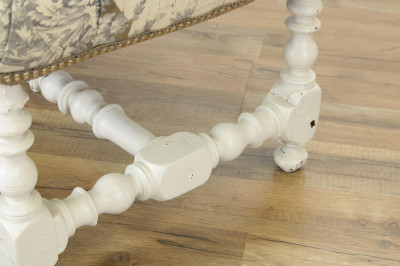 19th C Toile Upholstered Bench